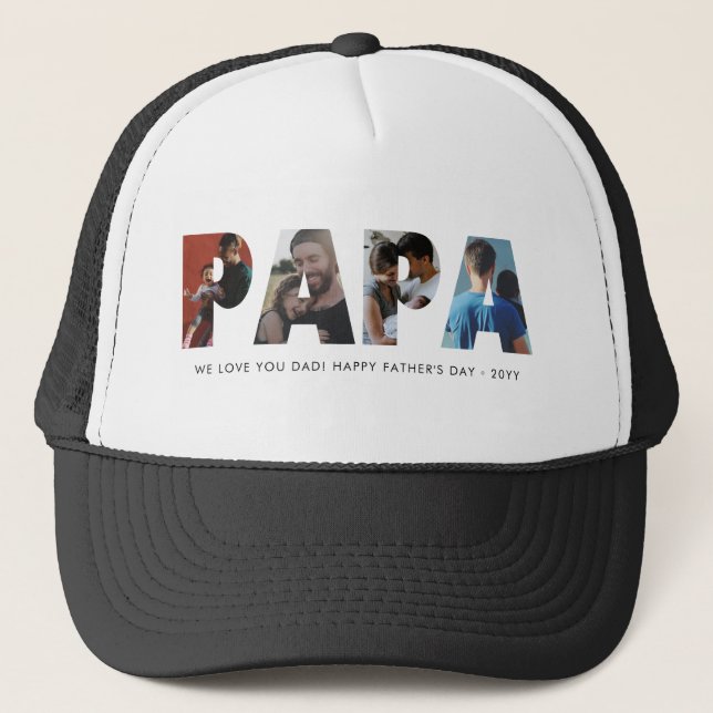 Casquette Moderne PAPA Chic Photo Collage Happy Fête des pèr (Devant)
