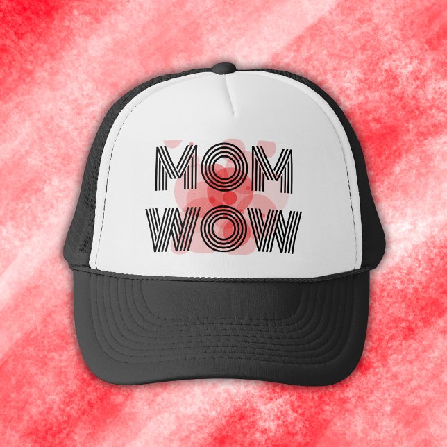Casquette MOM WOW noir sur rouge | (Créateur téléchargé)