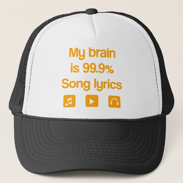 Casquette Mon cerveau est 99,9% textes de chanson (Devant)