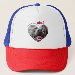 Casquette Mon coeur appartient à Pitbull chien photo personn