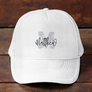 Casquette Monogram Modern Cool Grunge Ajouter Votre Nom