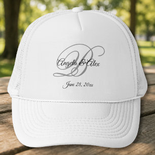 Casquette Monogramme de mariage en écriture fantaisie noire