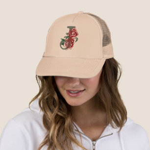 Casquette monogramme floral lettre majuscule J