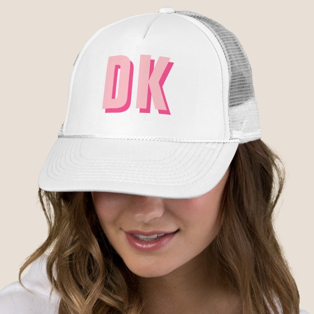 Casquette Monogramme initial Bachelorette blanche rose tenda (Créateur téléchargé)