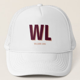 Casquette Monogramme personnalisé rose bordeaux minimaliste
