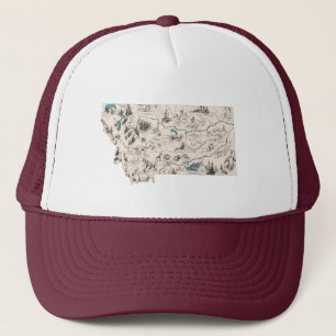 Casquette Montana Carte Vintage Carte Montanan Antique Graph