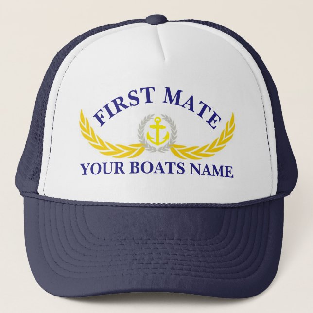 Casquette Motif d'ancre personnalisé du nom du bateau premie (Devant)