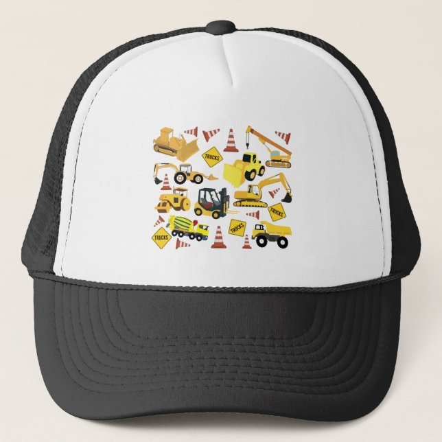 Casquette Motif de camions de construction (Devant)