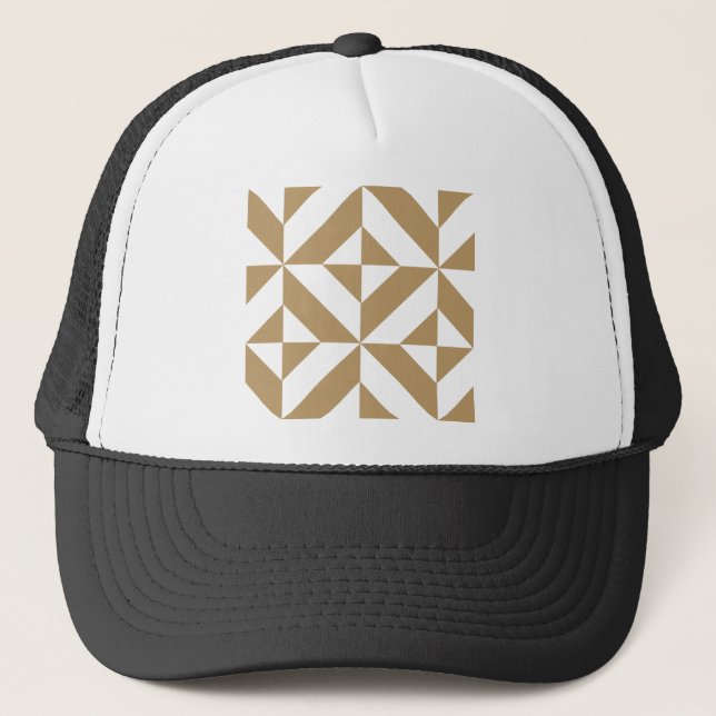 Casquette Motif de cube géométrique Brown (Devant)