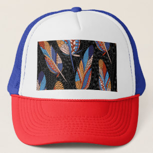 Casquette Motif en plumes colorées Arrière - plan sans coutu