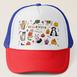 Casquette Motif Vintage Halloween Cats
