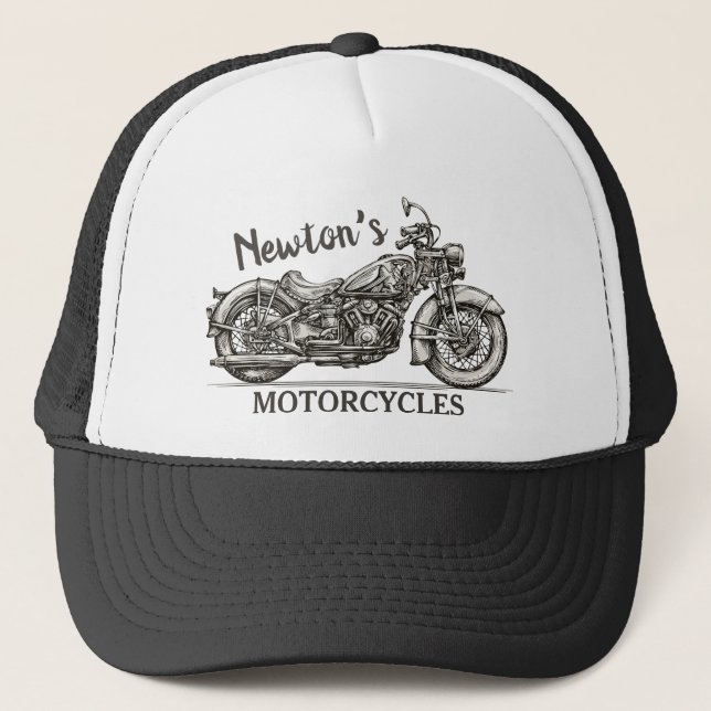 Casquette Moto vintage NOM personnalisé Garage de moto (Devant)