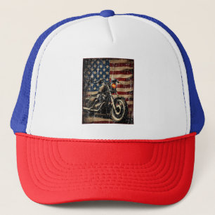 Casquette Motorcycle USA Drapeau Retro Biker