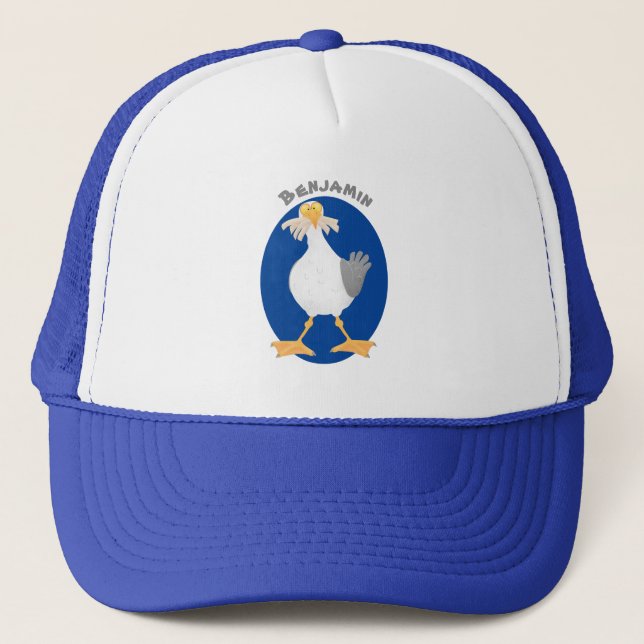 Casquette Mouette drôle avec frites dessin animé (Devant)