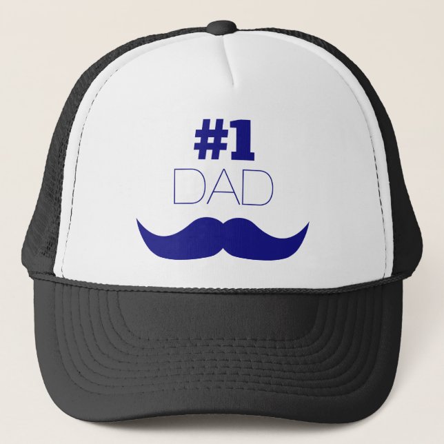 Casquette Moustache bleue du papa #1 - numéro un (Devant)