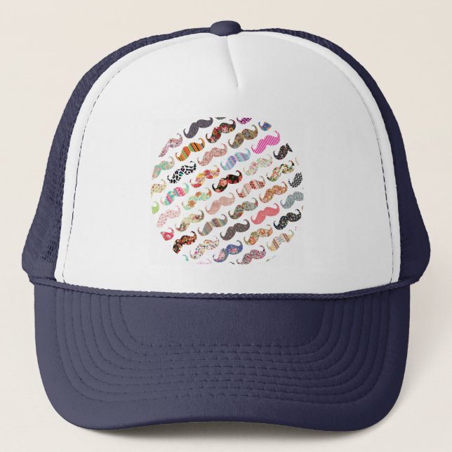 Casquette Moustaches colorées Girly drôles de motifs (Devant)