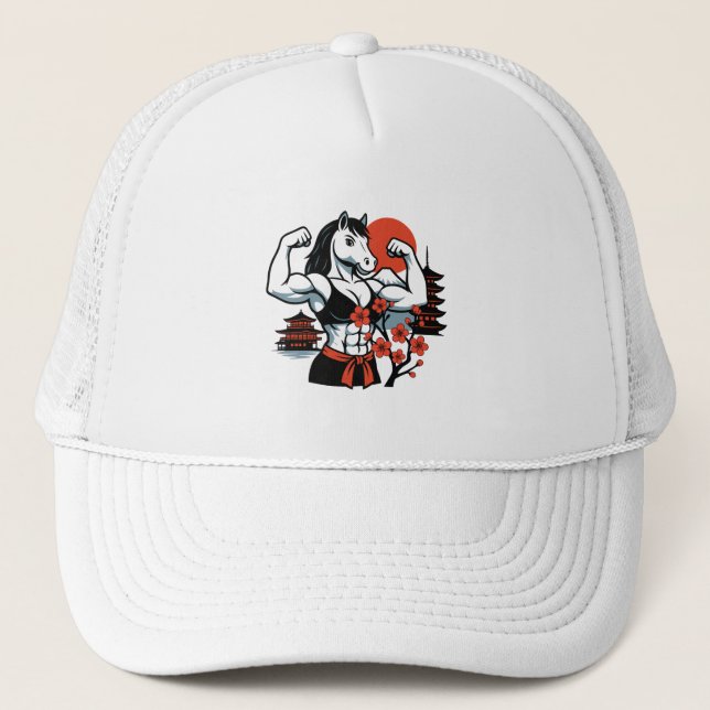 Casquette Muscle Horse Lady – Japanese Sakura Art (Devant)