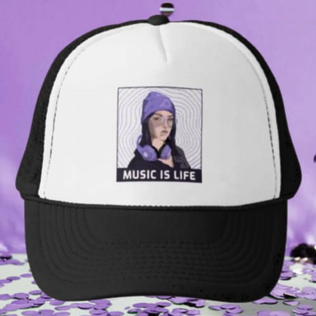 Casquette Musique est la vie - Purple Groove Trucker Chapeau (Créateur téléchargé)
