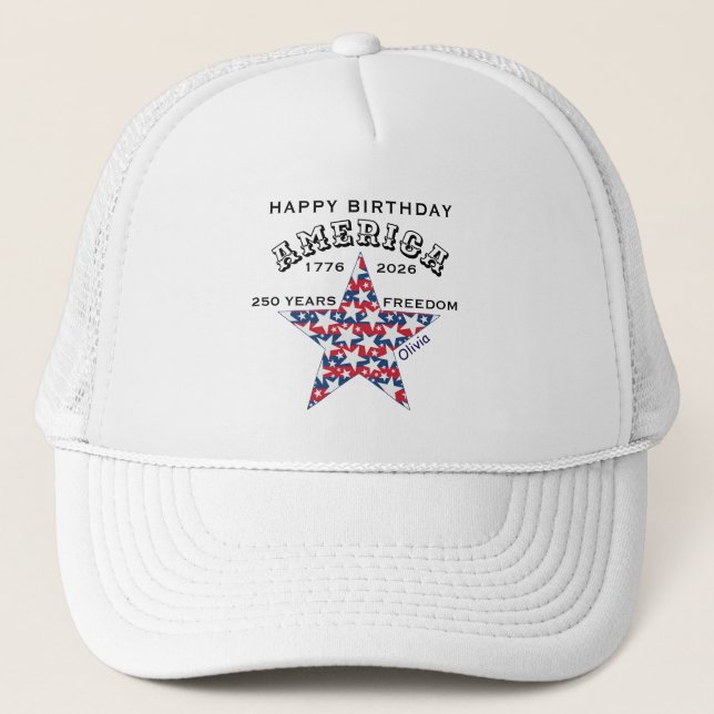 Casquette Name || 250th Happy Birthday America White (Devant)