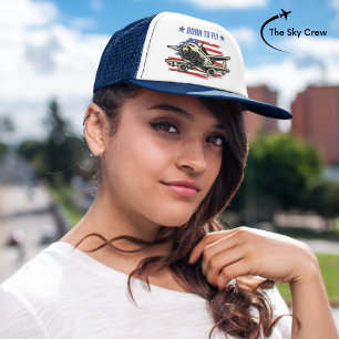 Casquette Né pour avion Vintage USA Flag Aviation