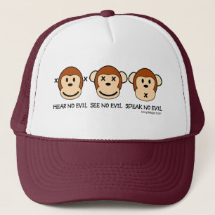 Casquette N'entendez pas les visages de singes malfaisants