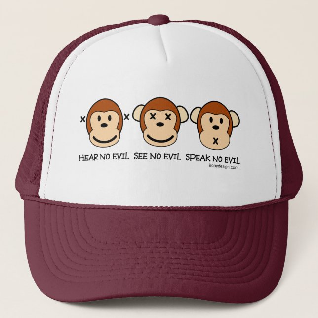 Casquette N'entendez pas les visages de singes malfaisants (Devant)