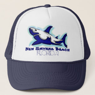 Casquette New Smyrna Beach Florida blue shark theme hat