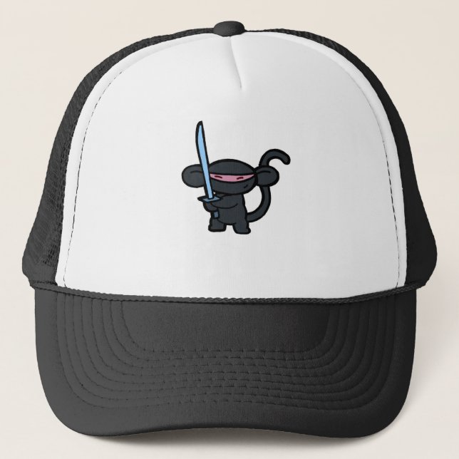 Casquette Ninja noir avec l'épée aucuns mots (Devant)