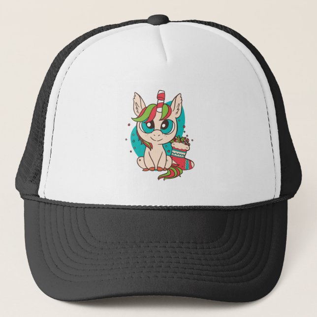 Casquette Noël à la licorne (Devant)
