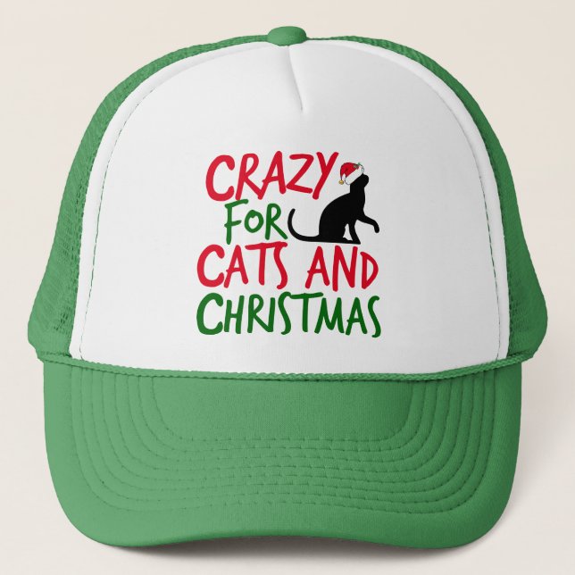 Casquette Noël fou du chat mignon (Devant)