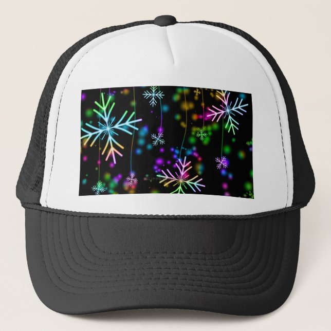 Casquette Noël tomber diverses couleurs néon flacons de neig (Devant)