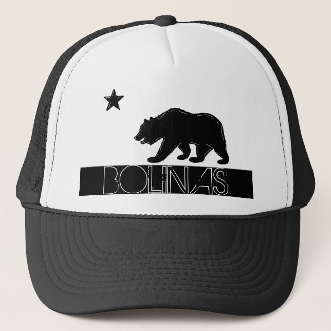 Casquette noir de drapeau d'ours blanc de Bolinas (Devant)