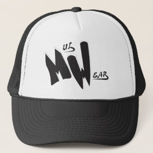 Casquette noir et blanc de logo de MW