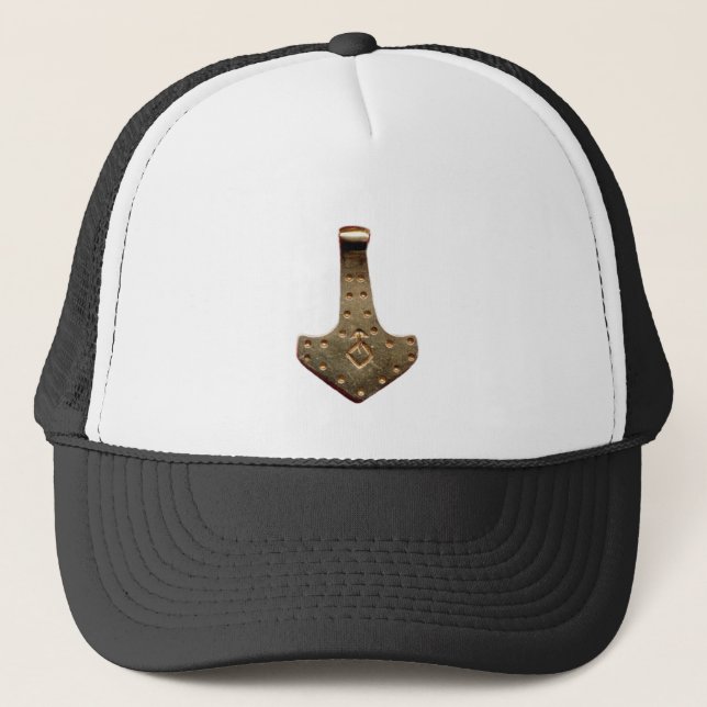 Casquette noir et blanc Gold Thor Hammer (Devant)