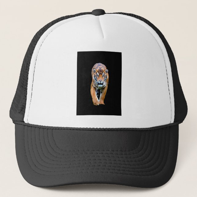 Casquette Noir Et Blanc Moderne Élégant Pop Art Tiger (Devant)