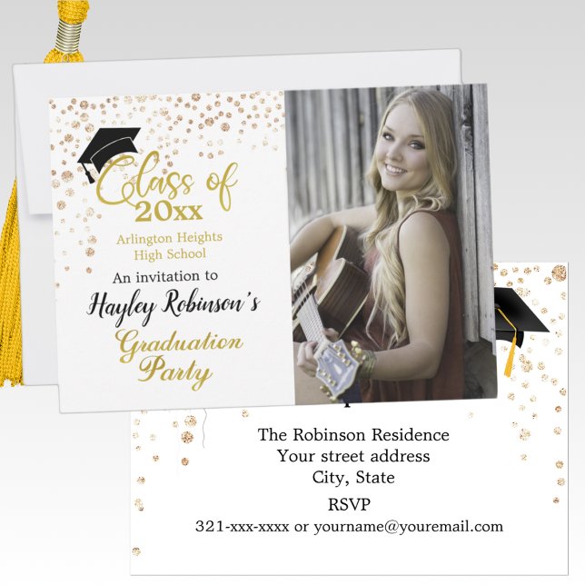 Casquette noir Photo Graduation Party Invitation (Créateur téléchargé)