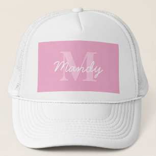 Casquette Nom cursif mignon et monogramme Rose