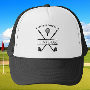 Casquette Nom de club de golf personnalisé Noir Blanc