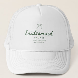 Casquette Nom de Demoiselle d'Honneur Elegant Vert Script Co