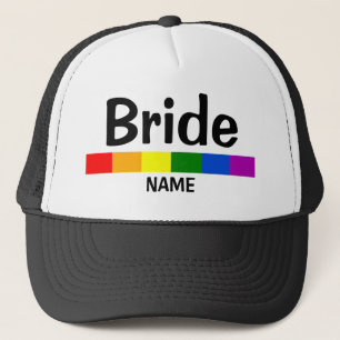 Casquette Nom de la mariée du drapeau arc-en-ciel mariage