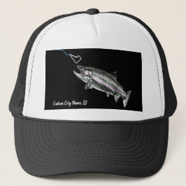 CASQUETTE NOM DE LA VILLE PERSONNALISÉE STEELHEAD ICI PÊCHE 
