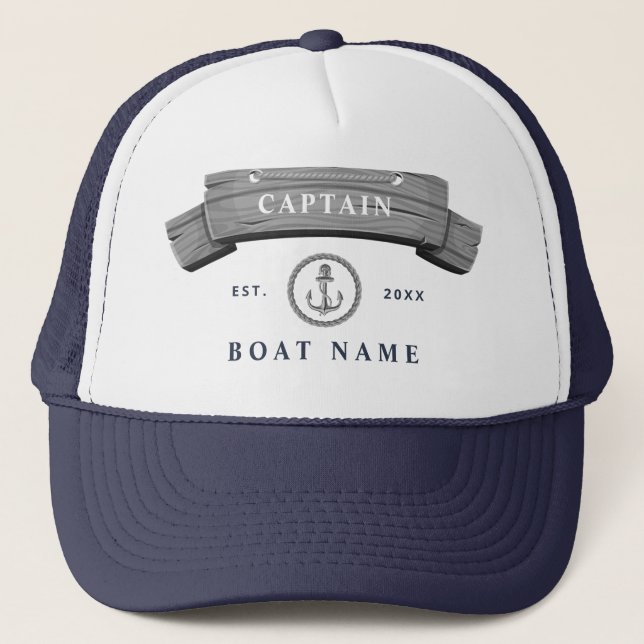 Casquette Nom de l'ancre nautique du capitaine de bateau per (Devant)