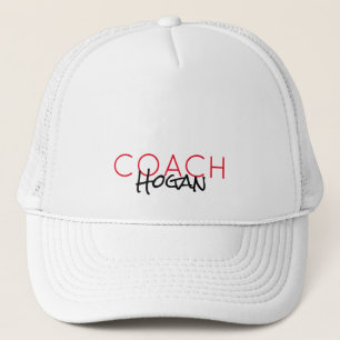 Casquette NOM DE L'ENTRAÎNEUR texte personnalisé rouge noir