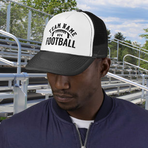 Casquette Nom d'équipe de football personnalisé numéro noir