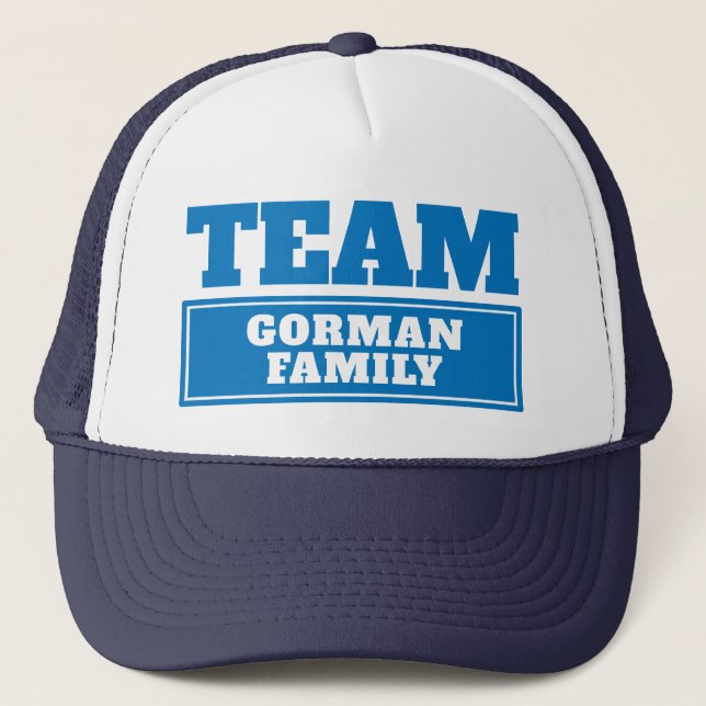 Casquette Nom d'équipe ou nom de famille personnalisé bleu é (Devant)