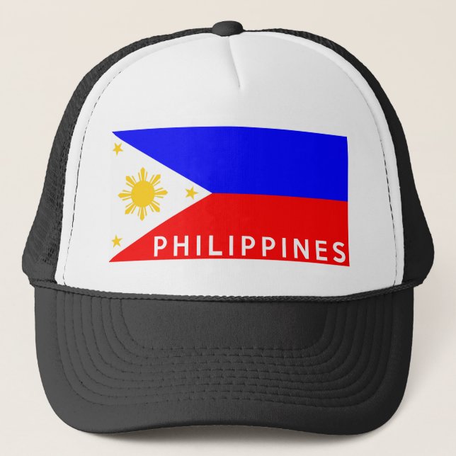 Casquette Nom des textes de pays de drapeau de Philippines (Devant)