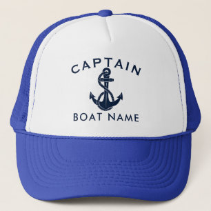 Casquette Nom du bateau du capitaine sur mesure Ancre bleu m