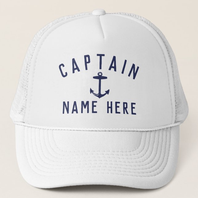 Casquette Nom du capitaine de bateau moderne Ancre marine Bl (Devant)