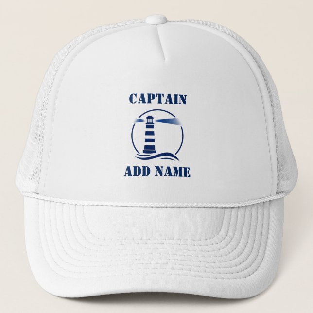 Casquette Nom du capitaine ou du bateau Phare nautique (Devant)