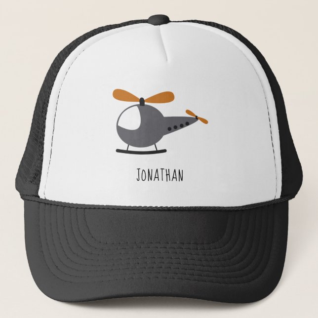 Casquette Nom du garçon et de l'hélicoptère Carton mignon Av (Devant)